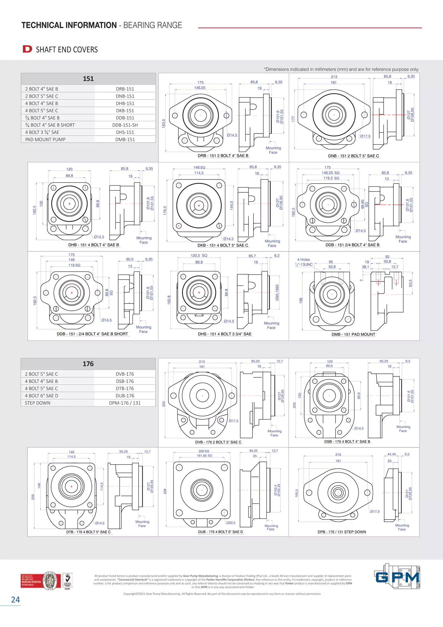 Page-24 - Technical Information - Bearing Range - Shaft End Covers